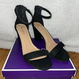 Top Moda Hannah Chunky Heel Sandal Black Size 8.5 - Picture 1 of 13