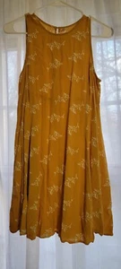 S Old Navy Women's Yellow Floral Rayon High Neck Sleeveless Knee Length Dress - Picture 1 of 2