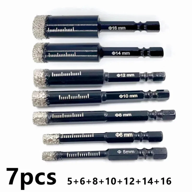 5-16mm Diamantbohrer Set für Fliesen, Marmor, Granit – Sechskantschaft Trocken - Bild 1 von 4
