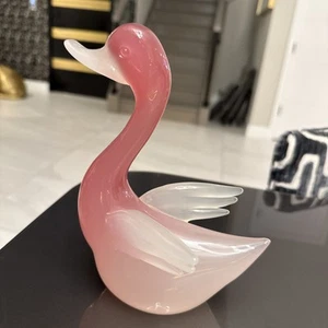 Archimede SEGUSO MURANO Pink Alabastro Glass Bird Duck Sculpture Figurine 7" - Picture 1 of 7
