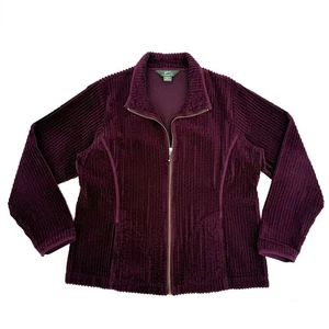 Woolrich Damen Scheunenjacke Größe XL Brombeere Weite Wale Cord Reißverschluss Mantel - Bild 1 von 8