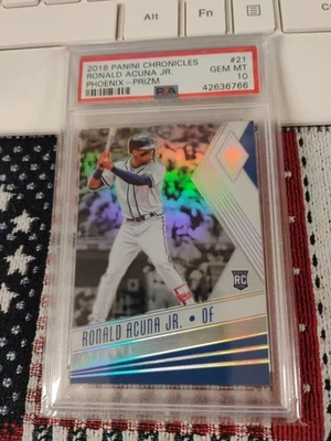 2018 Panini Chronicles Phoenix #21 Ronald Acuña Jr. PSA 10 RC Rookie Braves #B412 Foto 1 de 2