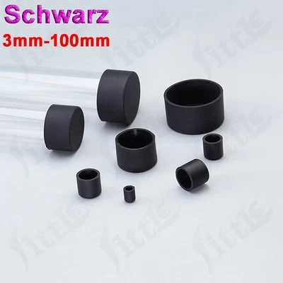 MARKENLOS 3mm-100mm Silikon Gummi Kappe Schwarz Rund Rohrkappen Stuhlbeinkappen Endkappen
