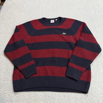 Suéter Lacoste Live Para Hombres 8 XL Azul Rojo Rayas Lana Tejido Pescador Pullover Foto 1 de 4