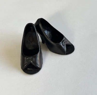 Vintage BLACK Peep Toe High Heel SHOES For 10.5” REVLON Doll / Ideal TAMMY’S Mom - Image 1 of 4