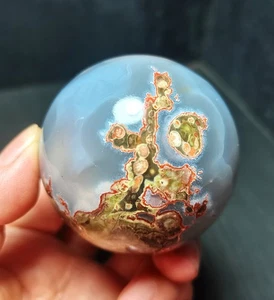 RARE 256.6G Natural Polished Colorful Agate Crystal Sphere Ball Healing R1805 - Picture 1 of 12
