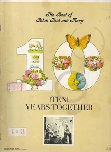 Libro de canciones de música The Best of Peter, Paul & Mary Ten Years Together 1970 12 canciones - Imagen 1 de 3