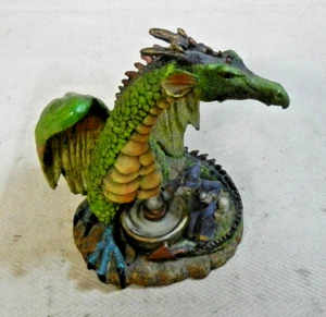 Resin Zauberer mit Drache Fantasy Figur, unbekannter Hersteller, 7 1/2 cm hoch - Bild 1 von 7