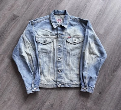 Vintage 80s Rifle Light Wash Blue Denim Button Up Jacket Made In Italy Large - Image 1 of 4