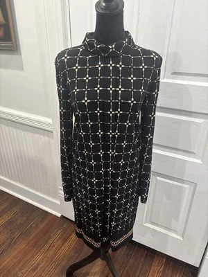 Tory Burch NWOT Mock Neck Long Sleeve Geometric Arrow Sleeve Mini Dress Sz M - Image 1 of 4