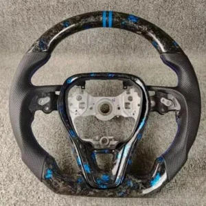 Blue Forged Steering Wheel For Toyota Camry Corolla RAV4 18-23 Real Carbon Fiber - Picture 1 of 5