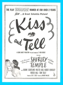 1945 WWII Shirley Temple Film Druck Anzeige Columbia Bild Kiss and Tell Ephemera - Bild 1 von 3