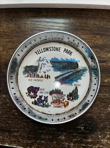 Vintage Yellowstone National Park Metal Ashtray, measures apx. 3", color graphic - Picture 1 of 2