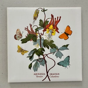 Portmeirion Botanischer Garten 6" Quadratischer Keramikuntersetzer "Slender Columbine" - Bild 1 von 5