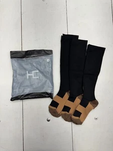 3 Pair Black Copper Compression Calf Socks Unisex Adults Size S/M - Picture 1 of 5