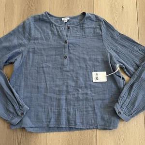 a.n.a. Oberteil Cropped Damen L blau Pullover Bluse Langarm hauchdünn Baumwolle - Bild 1 von 9