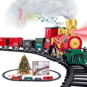 Christmas Train Set, Train Toys for Boys Girls, Toy Train with Smoke, Light and - Picture 1 of 7