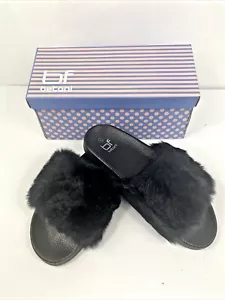 BETANI FARAH-1 Sandalias Peludas Deslizables Para Mujer EE. UU. Talla 8.5 Negras NUEVAS - Imagen 1 de 5