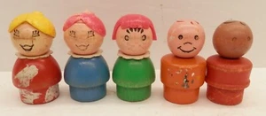 Cabeza de madera vintage Fisher Price Little People niños niños con W - Imagen 1 de 3