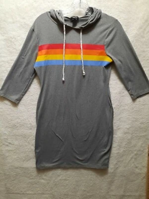 Vestido Rue21 Gris Rayas Con Capucha Tejido Suave Talla M :) Foto 1 de 4