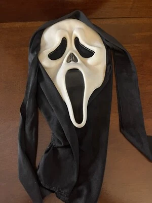 Scream Ghost Face Mask Fun World Easter Used Adult Small Stretchy Pull Over Tie - Image 1 of 4