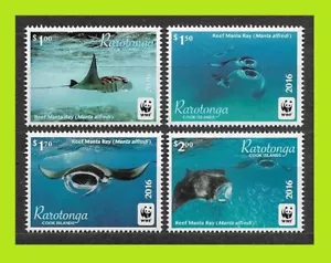 Rarotonga 2016 WWF - Manta Ray - Serie completa 4 francobolli - nuovi di zecca - Foto 1 di 2