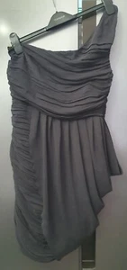 Lipsy Grey One Shoulder Mini Dress UK10 US6 Draped Asymmetric Tulip Party Dress - Picture 1 of 21
