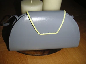 Jaques Vert Leather Clutch/Shoulder Bag Grey edged in yellow Used once VGC - Picture 1 of 11