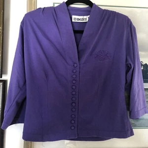 Deb lila Crop bestickt Knopfleiste Top Vintage 90er Gr. M A1591 - Bild 1 von 4
