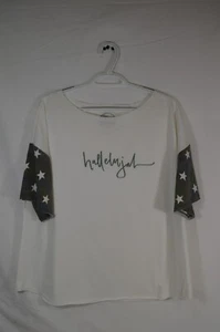 River Raised Apparel Hallelujah Women's Shirt White and Blue Stars T41 - Picture 1 of 3