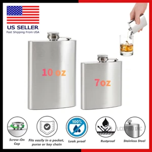 Edelstahl Schnaps Tasche Flachmann Alkohol Whiskey Schraubverschluss Flagon 7 10 oz - Bild 1 von 12