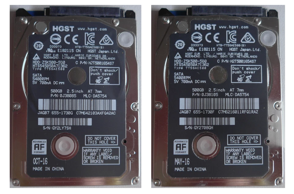 2 Stück Apple Festplatten SATA 2,5" 500 GB Z5K500-500 HTS545050A7E362 655-1730F, - Bild 1 von 1