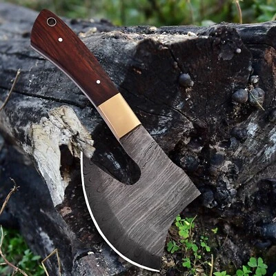 MAQSON Handgefertigtes Damast axt mit Lederscheide zum Häuten, Camping, Outdoor KO11