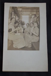 Old Photo RPPC Postcard Young Women Factory Workers Garment or Textile Industry - Picture 1 of 3