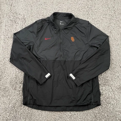 Nike On Field Jacket Men Size L Large Black USC Football Half Zip Pull Over Cover