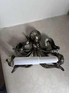 Octopus Bathroom Single Roll Toilet Paper Holder Nautical Silver Bronze EUC - Picture 1 of 3