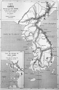 CARTE de la CORÉE (NORD et SUD) en 1875 - Gravure du 19eme siècle - Picture 1 of 3