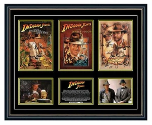 INDIANA JONES ORIGINAL TRILOGY HARRISON FORD POSTERS SIGNED FRAMED MEMORABILIA - Picture 1 of 5
