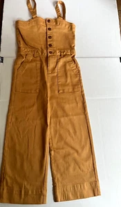 Finding Fox Tail Girls size 8 wide leg denim overalls Mustard color - Picture 1 of 5
