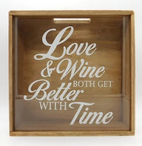 Love & Wine Spardose aus Holz Wandmontage 25 cm - Bild 1 von 6