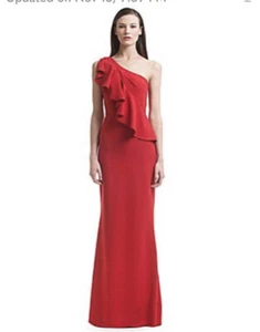 Vestido/vestido Badgley Mischka Belle rojo de un hombro talla ~ 8~ hermoso - Imagen 1 de 11
