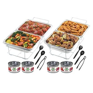 Kit Buffet Sterno - Juego de platos para frotar desechables de 18 piezas con calor enlatado verde - Imagen 1 de 6