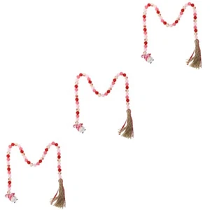 3 Pieces Valentine's Day Beads Pendant Child Hanging Decoration Wood - Picture 1 of 12
