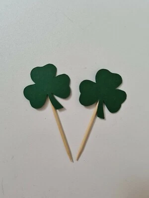 10 uds Toppers de cupcake de trébol verde oscuro Cupcake Toppers del Día de San Patricio Foto 1 de 3