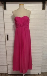 Davids Bridal Hot Pink Womens Dress Size 12 Strapless chiffon style - Picture 1 of 8