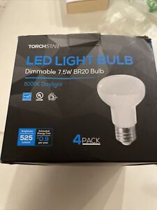 4-Pack Dimmable BR20 LED Bulbs, 7.5W (50W EqV.), Indoor Flood LED Light, 5000K