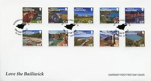 Guernsey 2014 FDC Love Bailiwick 10v S/A Set Cover Tourism Cows Torteval Church - Picture 1 of 1