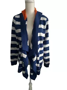 LAUREN RALPH LAUREN Blue LRL Orange Striped Hoodie Size Large - Picture 1 of 8