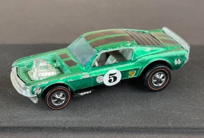 Vintage Hot Wheels Redline 1971 Green Boss Hoss Spoiler - Silver Int., Good Car! - Image 1 of 4