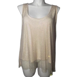 Sunday in Brooklyn Tank Top Womens 3X Sheer Rhinestone Sleeveless Layered Mesh - Picture 1 of 6